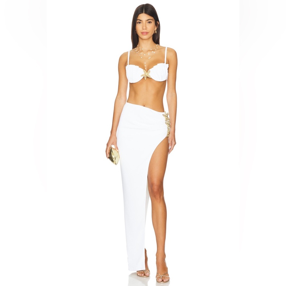White Two-Piece Set with Gold Accents